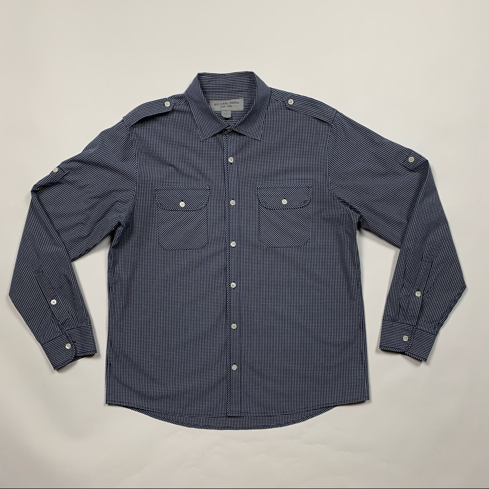 Michael Kors Check Button Up Shirt Large